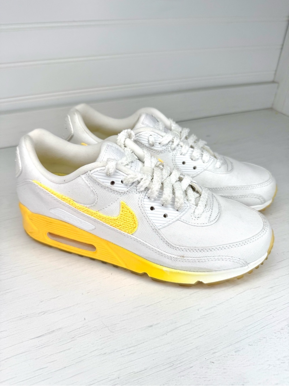 Nike Air Max 90 Citrus Pulse White Yellow Shoes Women's Size 7.5 VGUC